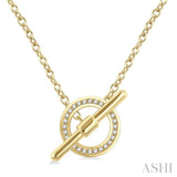 1/10 Ctw Circle Toggle Single Cut Diamond Petite Fashion Pendant With Chain in 10k Yellow Gold
