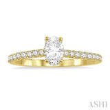 1/5 Ctw Oval Shape Round Cut Diamond Semi-Mount Engagement Ring in 14K Yellow Gold