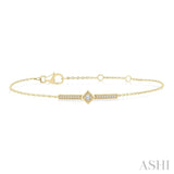 1/10 Ctw Round Cut Diamond Horizontal Bar Fashion Chain Bracelet in 10K Yellow Gold