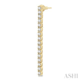 3 Ctw Single Line Drop Round Cut Diamond Tennis Earrings in 14K Yellow Gold