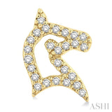 1/6 Ctw Petite Horse Head Round Cut Diamond Fashion Stud Earring in 10K Yellow Gold