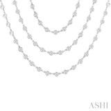 20.00 Ctw Bezel Set Round Cut Diamond Layered 60-Inch Necklace in 14K White Gold