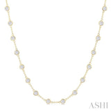 5.00 Ctw Bezel Set Round Cut Diamond Station Necklace in 14K Yellow Gold