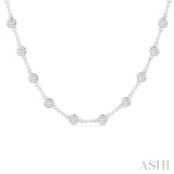 5.00 Ctw Bezel Set Round Cut Diamond Station Necklace in 14K White Gold