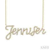 1/3 Ctw 'Jennifer' Script Name Single Cut Diamond Necklace in 10K Yellow Gold