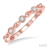 1/5 Ctw Lattice Marquise & Circular Mount Round Cut Diamond Stackable Band in 14K Rose Gold