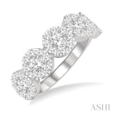 1 1/2 Ctw 5-Stone Lovebright Round Cut Diamond Ring in 14K White Gold