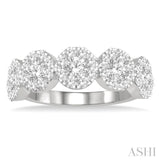 1 1/2 Ctw 5-Stone Lovebright Round Cut Diamond Ring in 14K White Gold