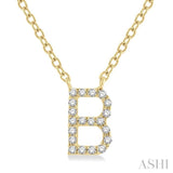 1/20 Ctw Initial 'B' Round Cut Diamond Pendant With Chain in 10K Yellow Gold