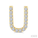 1/10 Ctw Initial 'U' Single Cut Diamond Earrings in 10K Yellow Gold