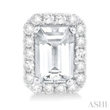 6x4 MM Octagonal Shape White Topaz and 1/4 Ctw Round Cut Diamond Halo Semi-Precious Stud Earrings in 10K White Gold