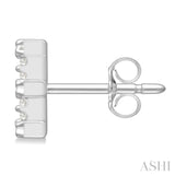 1/10 Ctw Initial 'E' Single Cut Diamond Earrings in 10K White Gold