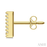 1/10 Ctw Initial 'V' Single Cut Diamond Earrings in 10K Yellow Gold