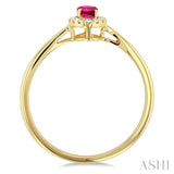 5x3 MM Oval Shape Pink Tourmaline and 1/20 Ctw Single Cut Diamond Halo Semi-Precious Ring in 14K Yellow Gold