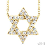 1/4 Ctw Star of David Round Cut Diamond Fashion Pendant With Chain in 14K Yellow Gold