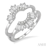 5/8 Ctw Arched Baguette and Round Cut Diamond Insert Ring in 14K White Gold