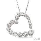 1/4 Ctw Diamond Journey Heart Pendant in 14K White Gold with chain