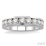 1 Ctw Channel Set Round Cut Diamond Wedding Band in 14K White Gold