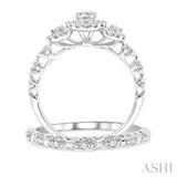 1/2 Ctw Diamond Wedding Set with 1/2 Ctw Round Cut Engagement Ring and 1/20 Ctw Wedding Band in 14K White Gold
