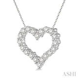 3/4 Ctw Round Cut Diamond Heart Pendant With Chain in 14K white Gold