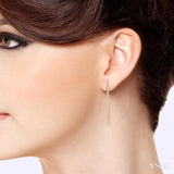 1 Ctw Single Line Drop Round Cut Diamond Tennis Earrings in 14K Yellow Gold