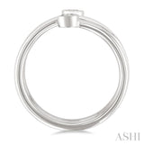 1/5 Ctw Round Shape Diamond Bezel Double Coil Fashion Ring in 14K White Gold