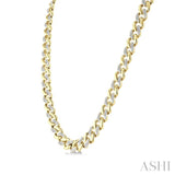 1/4 Ctw Round Cut Diamond Cuban Link Necklace in Yellow Gold Vermeil