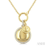 1/6 Ctw Circle Charm Round Cut Diamond Pendant With Chain in 10K Yellow Gold