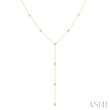1/2 Ctw Bezel Set Round Cut Diamond Y-Shape Lariat Station Necklace in 14K Yellow Gold