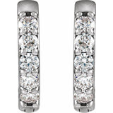 14K White Gold .08 CTW Natural Diamond Hinged 10 mm Hoop Earrings