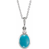 Platinum 6x4 mm Natural Turquoise & .015 CT Natural Diamond 16-18