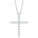 14K White Gold 1/2 CTW Natural Diamond Cross 16-18