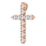 14K Rose Gold 3/8 CTW Lab-Grown Diamond Cross Pendant