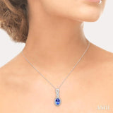6x4 MM Oval Cut Tanzanite and 1/10 Ctw Round Cut Diamond Pendant in 14K White Gold with Chain