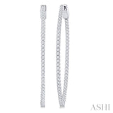 1 Ctw Inside-Out Round Cut Diamond 1/2-Inch Oval Hoop Earrings in 14K White Gold