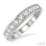 3/4 Ctw Channel Set 11 Stone Round Cut Diamond Wedding Band in 14K White Gold