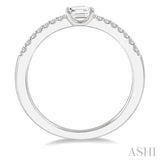 1/3 Ctw Emerald Shape & Round Cut Diamond East West Ring in 14K White Gold