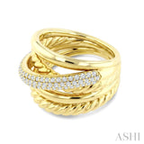 1/2 Ctw Round Cut Diamond Aeris Gold Criss Cross Fashion Ring in 14K Yellow Gold