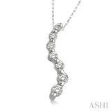 1/4 ctw Swirl Journey Diamond Pendant in 14K White Gold with Chain