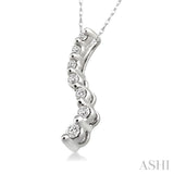 1/4 ctw Swirl Journey Diamond Pendant in 14K White Gold with Chain