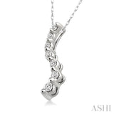 1/10 Ctw Swirl Journey Diamond Pendant in 10K White Gold with Chain