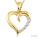 1/10 Ctw Round Cut Diamond Heart Shape Journey Pendant in 10K Yellow Gold with Chain