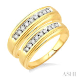 1/3 Ctw Round Cut Diamond Duos Ring Set in 14K Yellow Gold