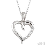 1/10 ctw Round Cut Diamond Heart Shape Journey Pendant in 10K White Gold with Chain