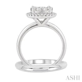 1/2 Ctw Diamond Wedding Set with 1/2 Ctw Lovebright Round Cut Engagement Ring and Shadow Band in 14K White Gold