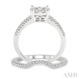 3/4 ctw Diamond Wedding Set with 3/4 Ctw Round Cut Engagement Ring and 1/10 Ctw Wedding Band in 14K White Gold