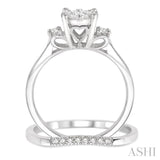 1/2 Ctw Diamond Wedding Set with 1/2 Ctw Lovebright Engagement Ring and 1/20 Ctw Wedding Band in 14K White Gold