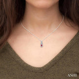 5x3 MM Oval Cut Ruby and 1/50 ctw Single Cut Diamond Pendant in Sterling Silver with Chain