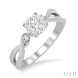 1/3 ctw Round Cut Diamond Lovebright Engagement Ring in 14K White Gold