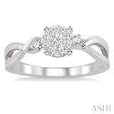 1/3 ctw Round Cut Diamond Lovebright Engagement Ring in 14K White Gold